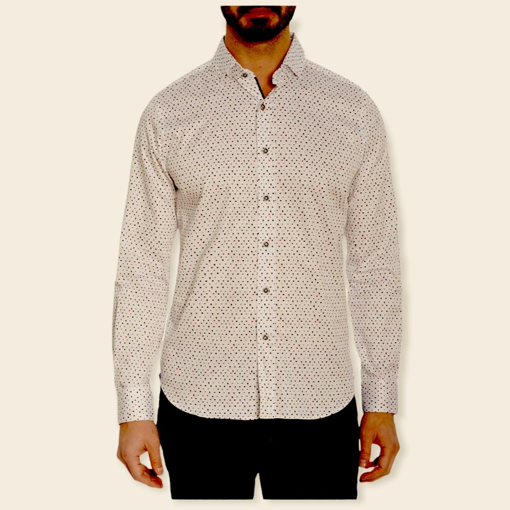 LARSSON & CO. Grey Button Down With Black Specks Swedish Medium